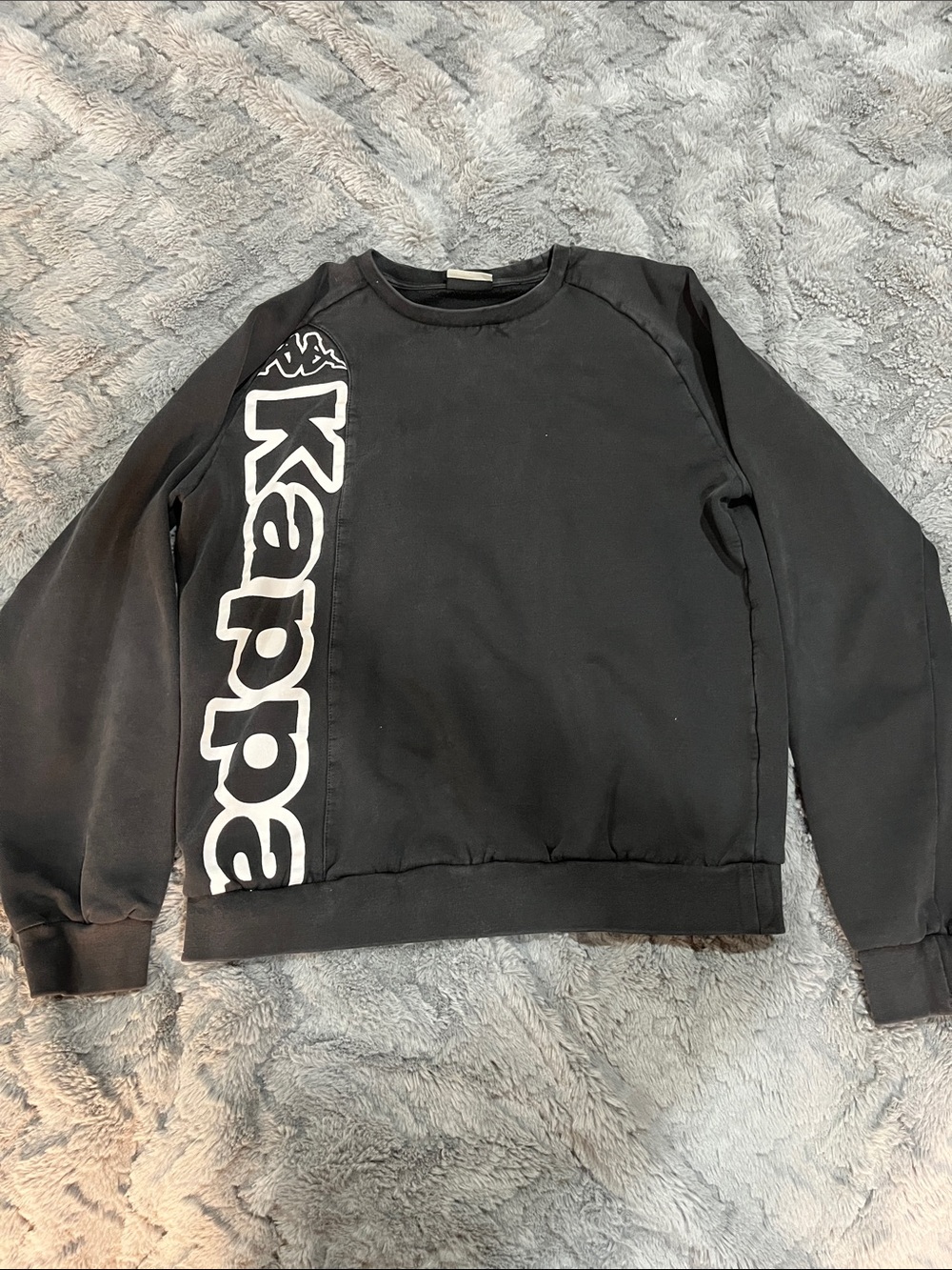 Vintage Kappa Black Crewneck Sweatshirt with White Side Logo